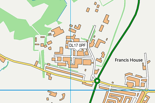 DL17 0PF map - OS VectorMap District (Ordnance Survey)