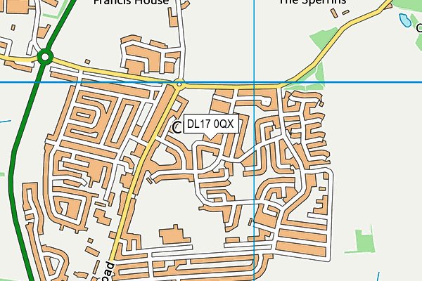 DL17 0QX map - OS VectorMap District (Ordnance Survey)