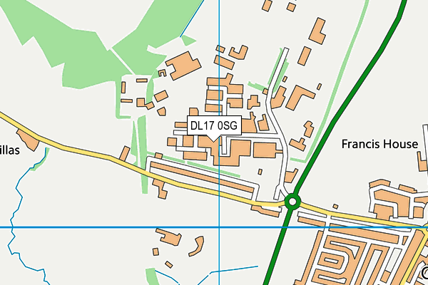 DL17 0SG map - OS VectorMap District (Ordnance Survey)