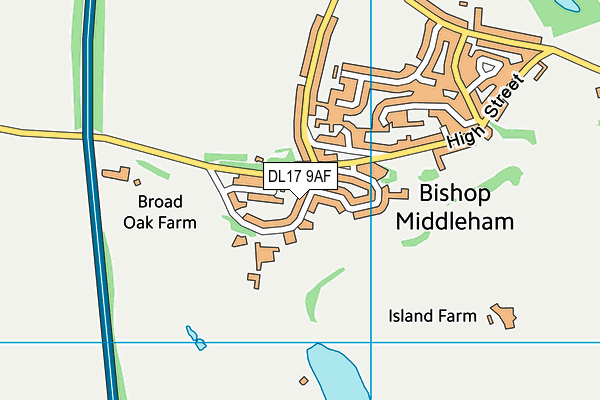 DL17 9AF map - OS VectorMap District (Ordnance Survey)