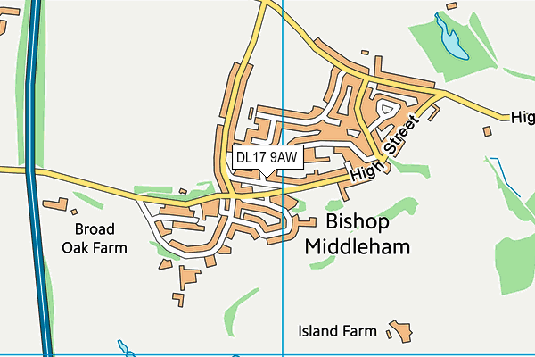 DL17 9AW map - OS VectorMap District (Ordnance Survey)