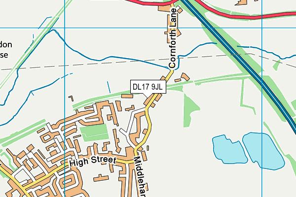 DL17 9JL map - OS VectorMap District (Ordnance Survey)