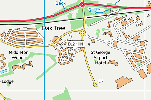 DL2 1HN map - OS VectorMap District (Ordnance Survey)