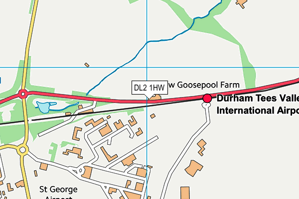 DL2 1HW map - OS VectorMap District (Ordnance Survey)