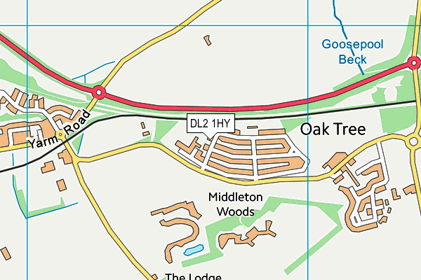 DL2 1HY map - OS VectorMap District (Ordnance Survey)