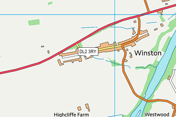 DL2 3RY map - OS VectorMap District (Ordnance Survey)