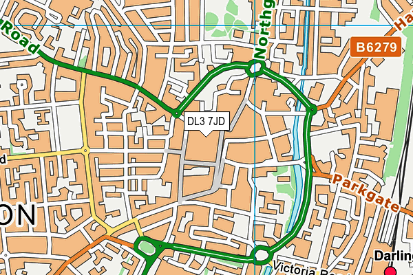 DL3 7JD map - OS VectorMap District (Ordnance Survey)