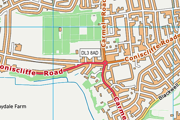 DL3 8AD map - OS VectorMap District (Ordnance Survey)