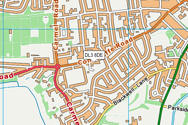 DL3 8DE map - OS VectorMap District (Ordnance Survey)