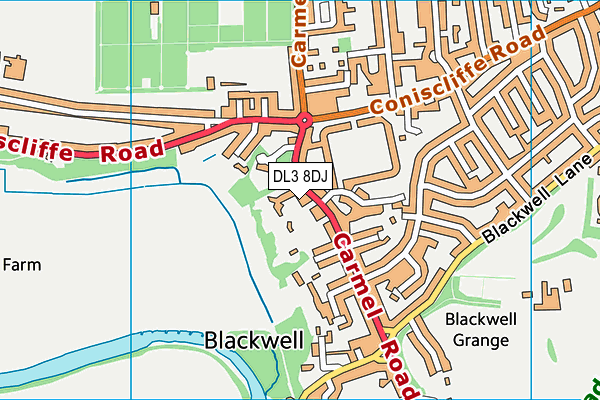 Elm Ridge Methodist Church map (DL3 8DJ) - OS VectorMap District (Ordnance Survey)
