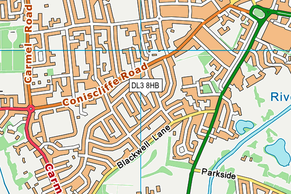 DL3 8HB map - OS VectorMap District (Ordnance Survey)