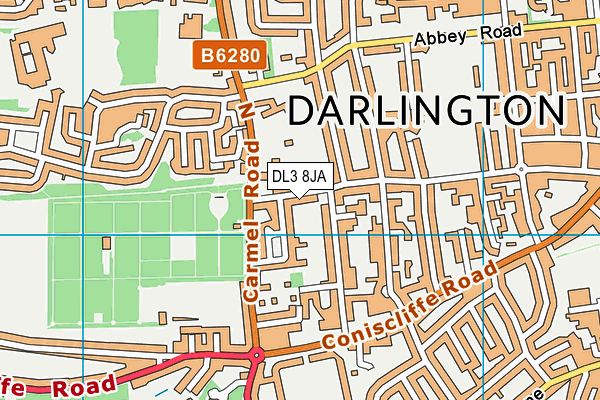 Abbey Infants' School map (DL3 8JA) - OS VectorMap District (Ordnance Survey)