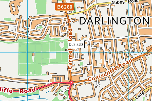 DL3 8JD map - OS VectorMap District (Ordnance Survey)