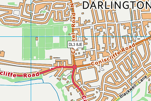 DL3 8JE map - OS VectorMap District (Ordnance Survey)