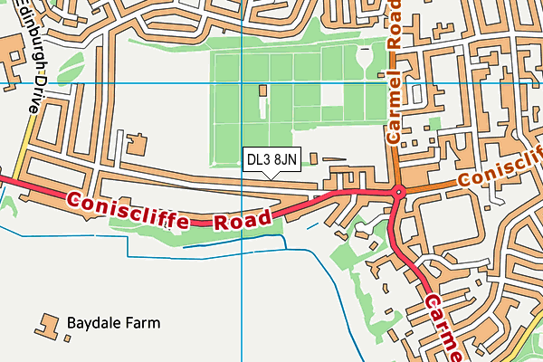 DL3 8JN map - OS VectorMap District (Ordnance Survey)