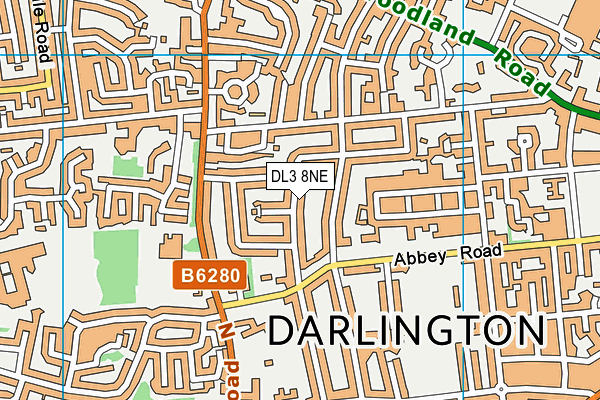 DL3 8NE map - OS VectorMap District (Ordnance Survey)