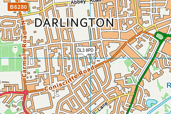 DL3 8PD map - OS VectorMap District (Ordnance Survey)