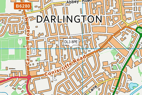 DL3 8PE map - OS VectorMap District (Ordnance Survey)