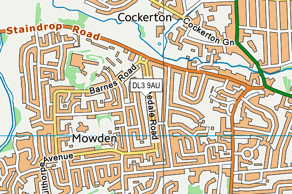 DL3 9AU map - OS VectorMap District (Ordnance Survey)