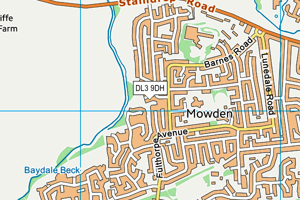 DL3 9DH map - OS VectorMap District (Ordnance Survey)