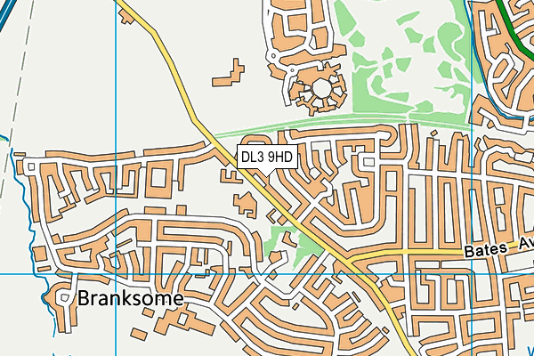 DL3 9HD map - OS VectorMap District (Ordnance Survey)