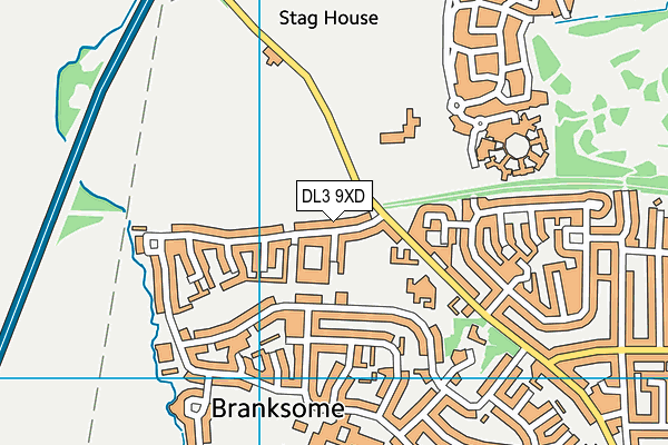 DL3 9XD map - OS VectorMap District (Ordnance Survey)