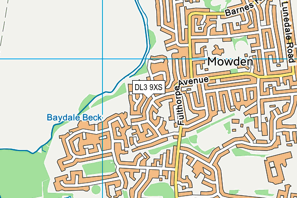 DL3 9XS map - OS VectorMap District (Ordnance Survey)
