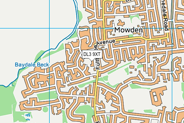 DL3 9XT map - OS VectorMap District (Ordnance Survey)