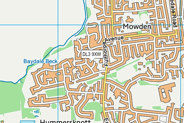 DL3 9XW map - OS VectorMap District (Ordnance Survey)