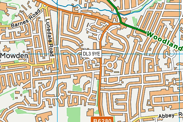 DL3 9YE map - OS VectorMap District (Ordnance Survey)