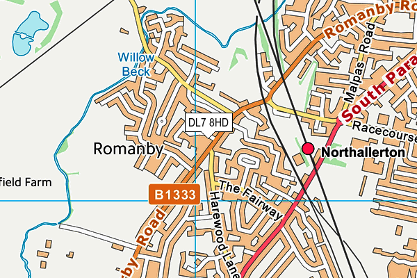 DL7 8HD map - OS VectorMap District (Ordnance Survey)