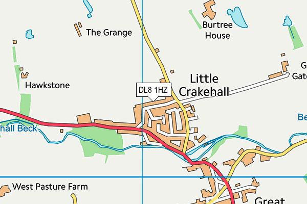 DL8 1HZ map - OS VectorMap District (Ordnance Survey)