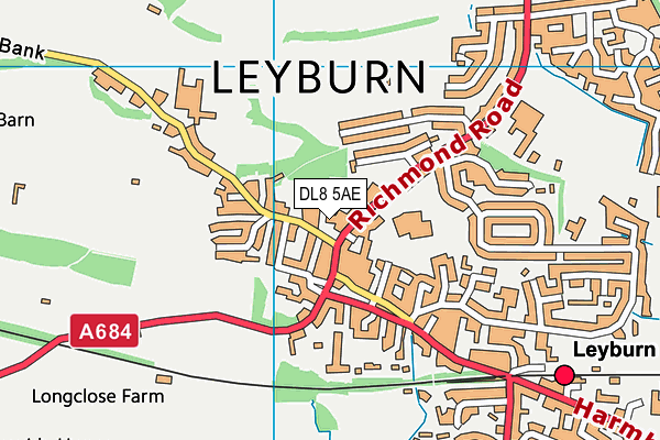 Leyburn Community Leisure And Squash Club map (DL8 5AE) - OS VectorMap District (Ordnance Survey)