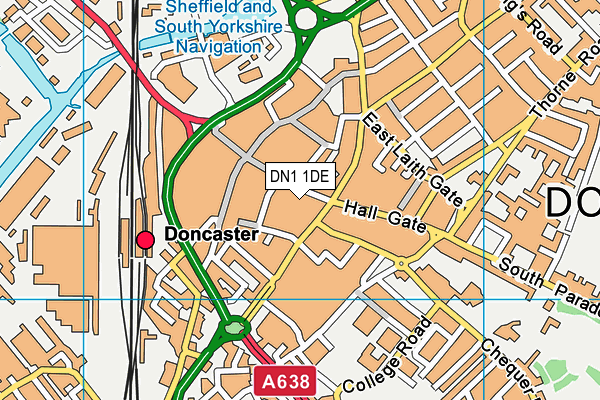 DN1 1DE map - OS VectorMap District (Ordnance Survey)