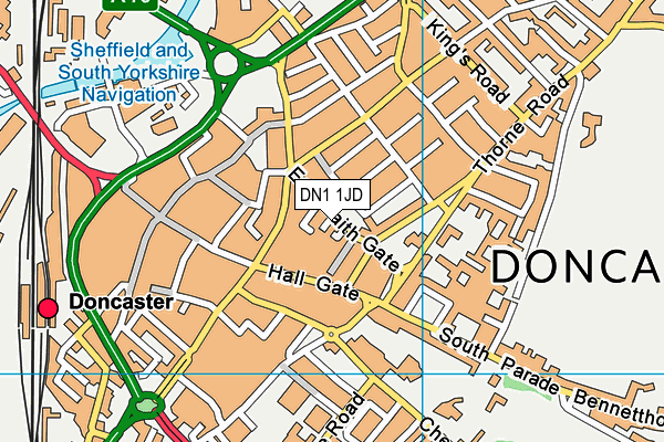 DN1 1JD map - OS VectorMap District (Ordnance Survey)
