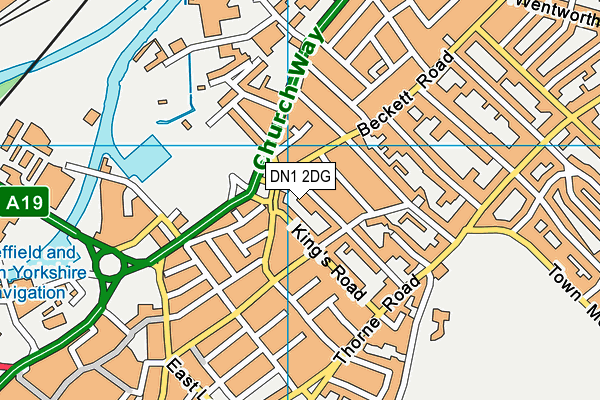 DN1 2DG map - OS VectorMap District (Ordnance Survey)