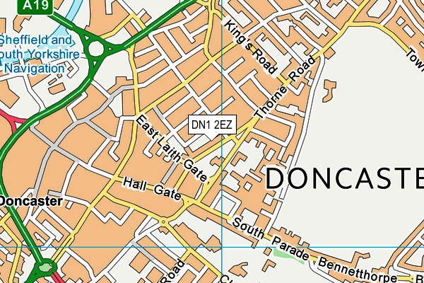 DN1 2EZ map - OS VectorMap District (Ordnance Survey)