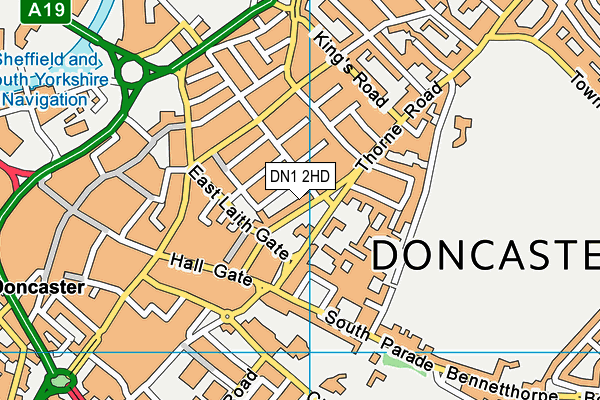 DN1 2HD map - OS VectorMap District (Ordnance Survey)