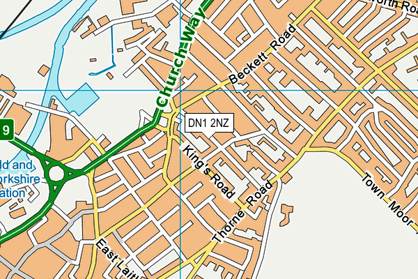 DN1 2NZ map - OS VectorMap District (Ordnance Survey)