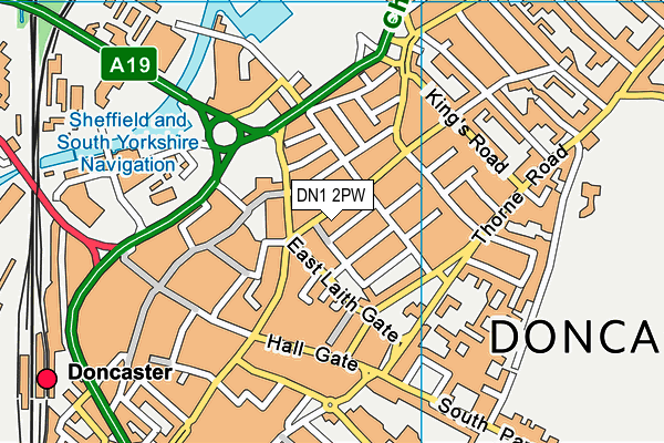 DN1 2PW map - OS VectorMap District (Ordnance Survey)