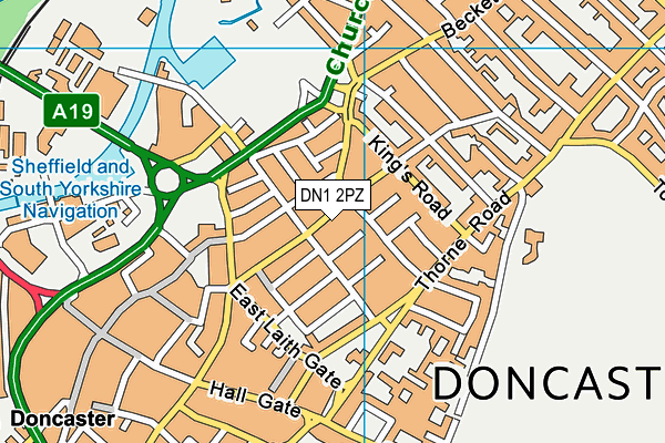 DN1 2PZ map - OS VectorMap District (Ordnance Survey)