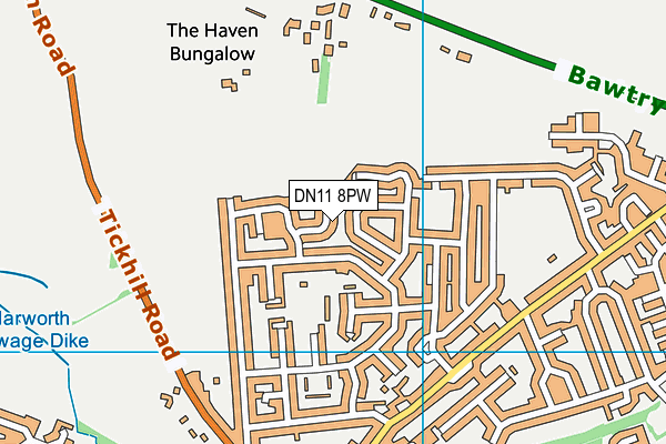 DN11 8PW map - OS VectorMap District (Ordnance Survey)