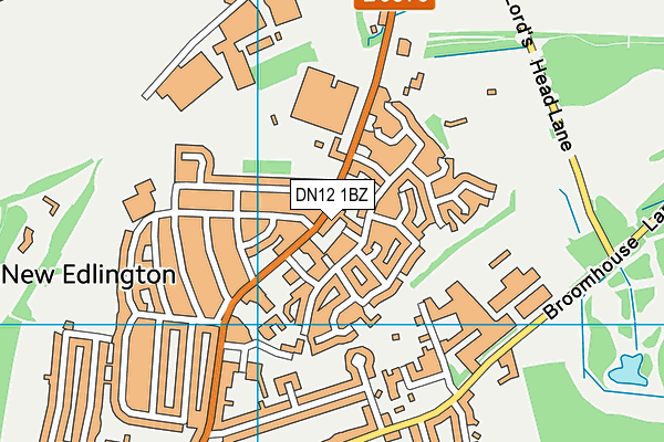 DN12 1BZ map - OS VectorMap District (Ordnance Survey)