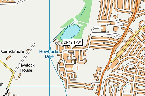 DN12 1PW map - OS VectorMap District (Ordnance Survey)