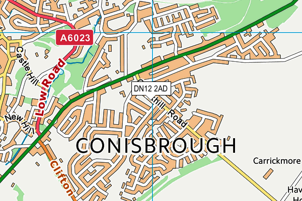 DN12 2AD map - OS VectorMap District (Ordnance Survey)