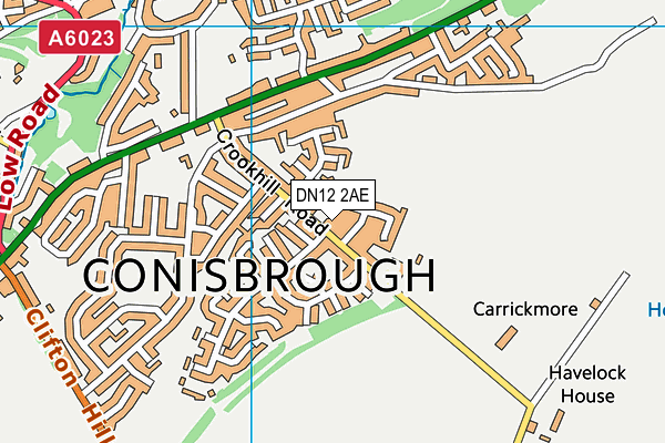 DN12 2AE map - OS VectorMap District (Ordnance Survey)