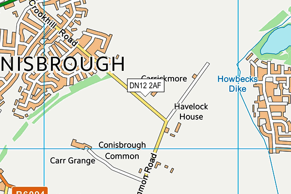 DN12 2AF map - OS VectorMap District (Ordnance Survey)