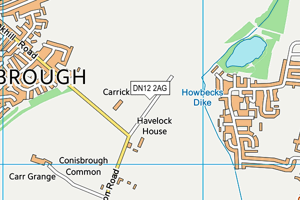 DN12 2AG map - OS VectorMap District (Ordnance Survey)