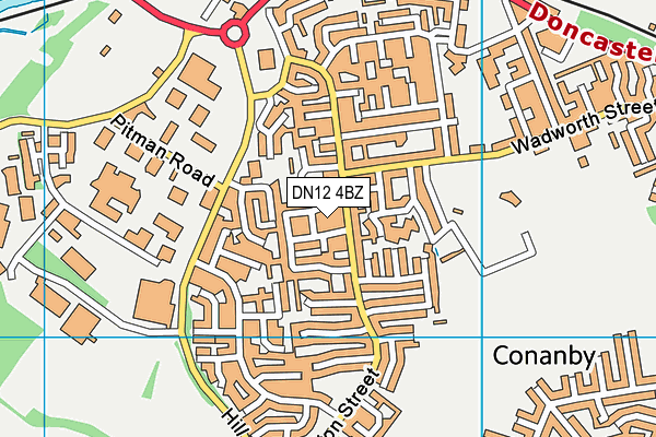DN12 4BZ map - OS VectorMap District (Ordnance Survey)