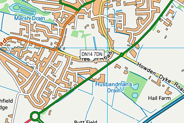 Ashes Playing Field map (DN14 7DN) - OS VectorMap District (Ordnance Survey)